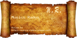 Musics Rados névjegykártya
